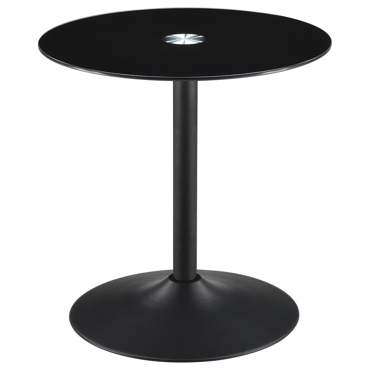 Ganso Round Metal End Table with Tempered Glass Top