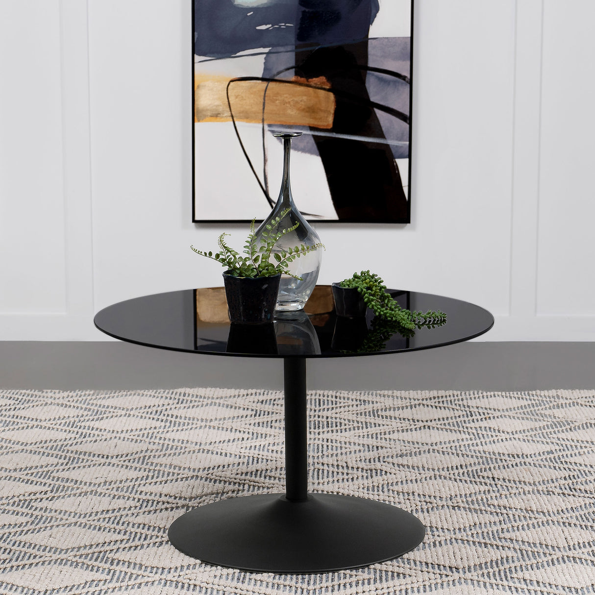 Ganso Round Metal Coffee Table with Tempered Glass Top