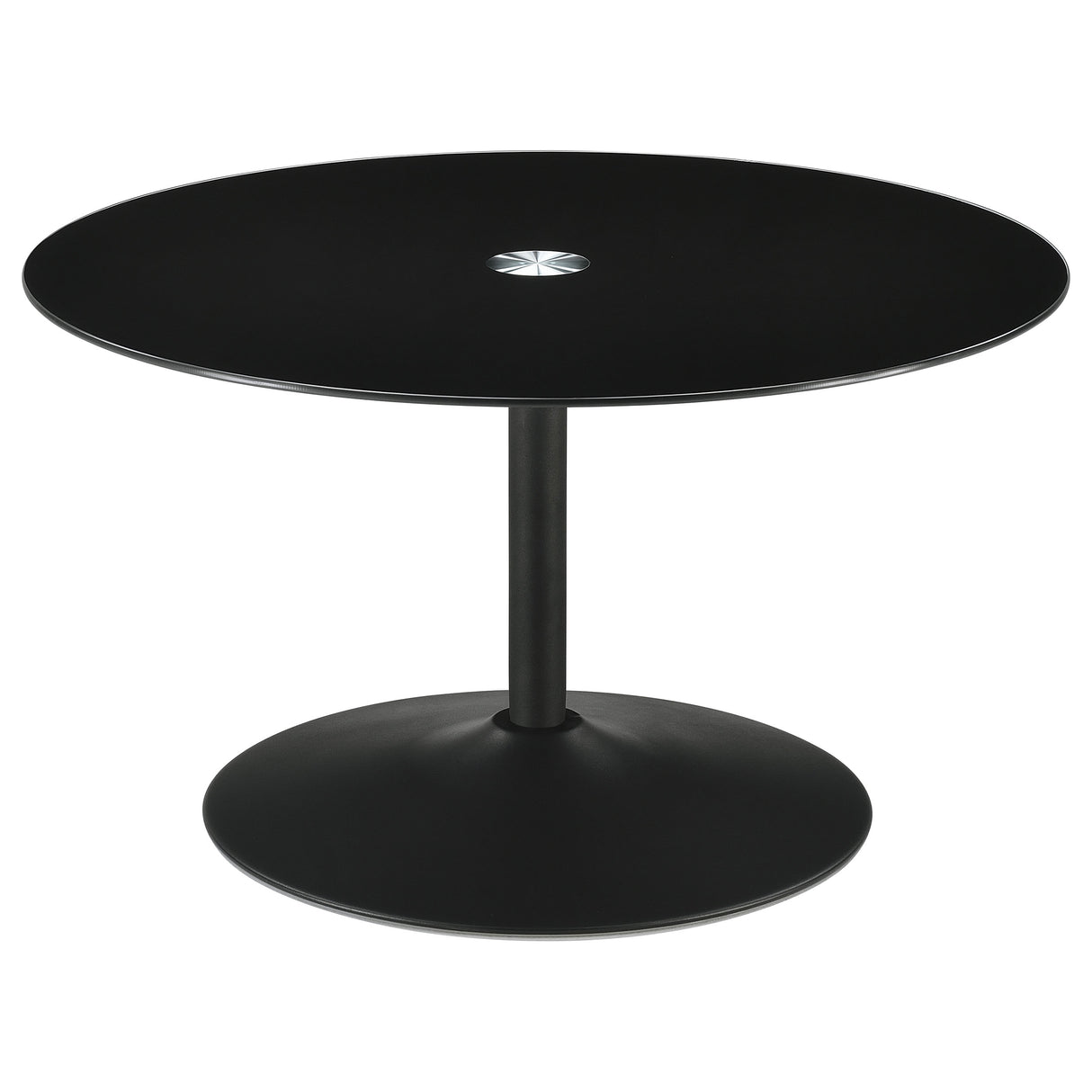 Ganso Round Metal Coffee Table with Tempered Glass Top