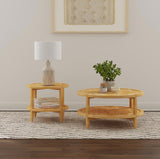 Camillo 2-Piece Round Coffee and End Table Set, Maple