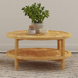 Camillo Round Solid Wood Coffee Table in Maple Brown