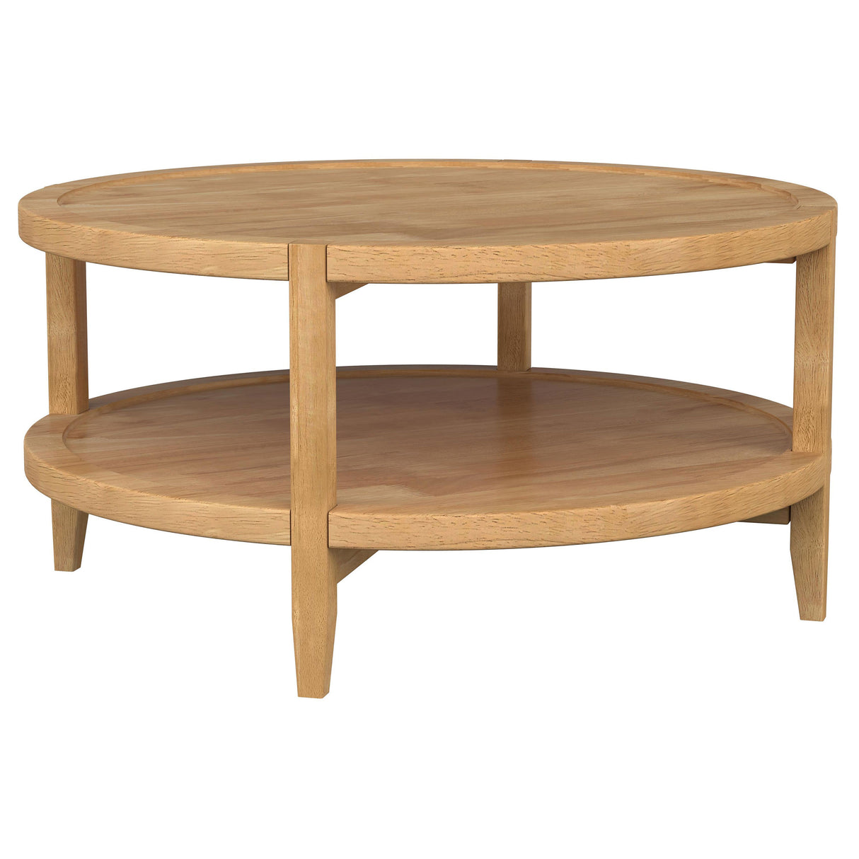 Camillo Round Solid Wood Coffee Table in Maple Brown