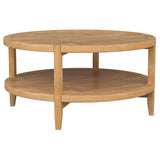 Camillo Round Solid Wood Coffee Table in Maple Brown