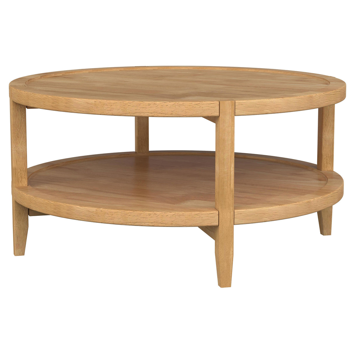 Camillo Round Solid Wood Coffee Table in Maple Brown