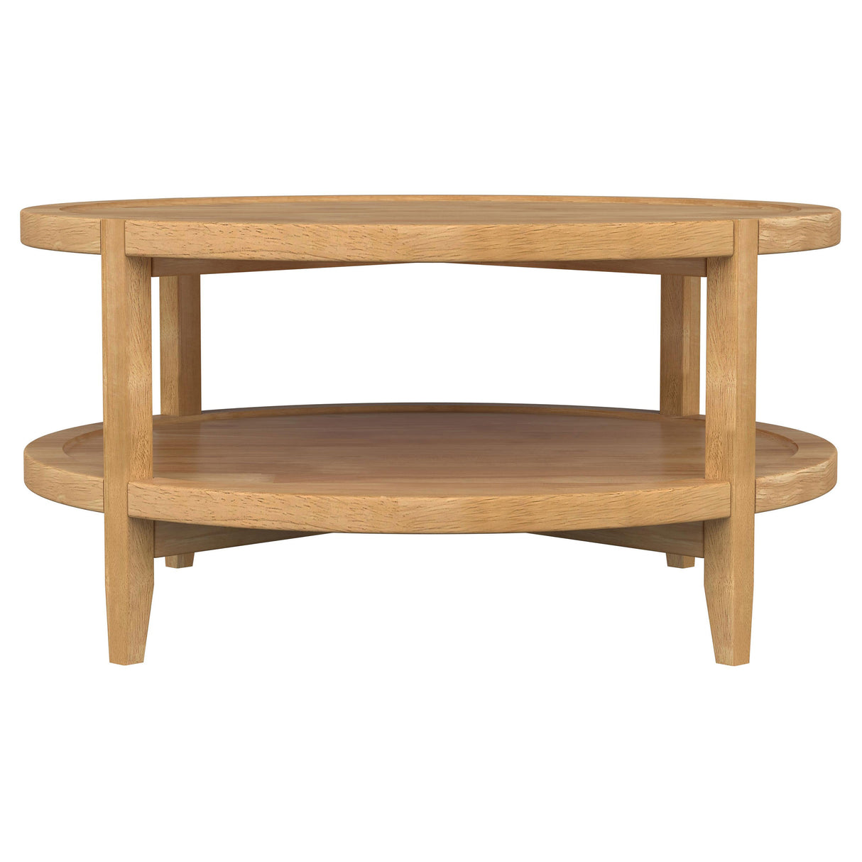 Camillo Round Solid Wood Coffee Table in Maple Brown