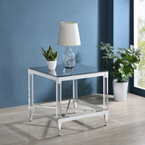 Lindley Square Mirrored End Table with Chrome Frame