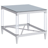 Lindley Square Mirrored End Table with Chrome Frame