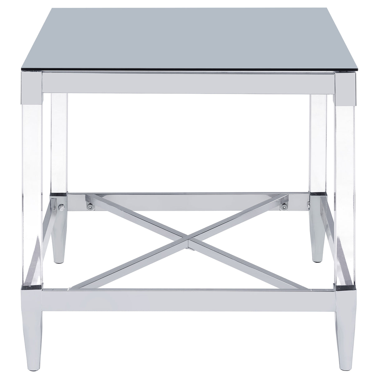 Lindley Square Mirrored End Table with Chrome Frame