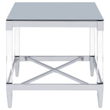 Lindley Square Mirrored End Table with Chrome Frame
