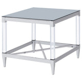 Lindley Square Mirrored End Table with Chrome Frame