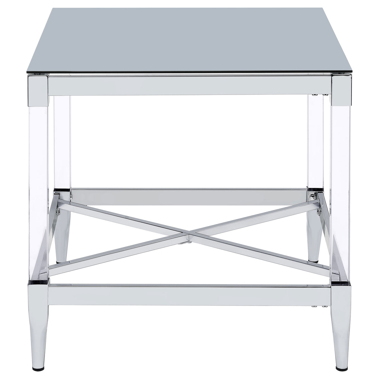 Lindley Square Mirrored End Table with Chrome Frame