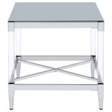 Lindley Square Mirrored End Table with Chrome Frame