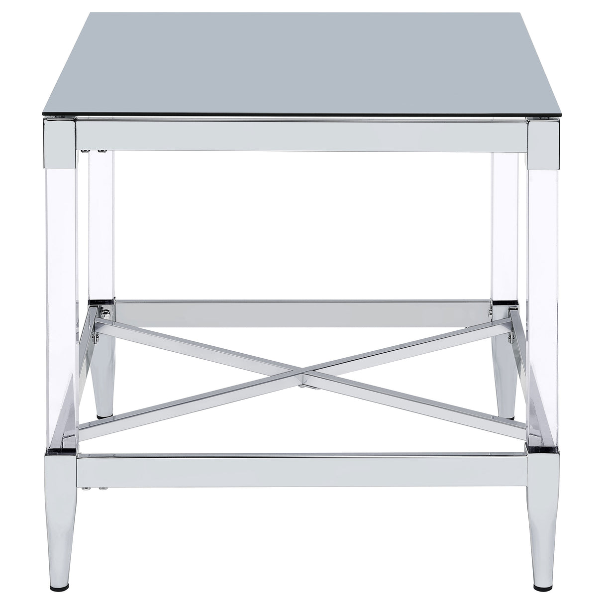 Lindley Square Mirrored End Table with Chrome Frame