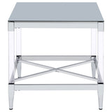 Lindley Square Mirrored End Table with Chrome Frame