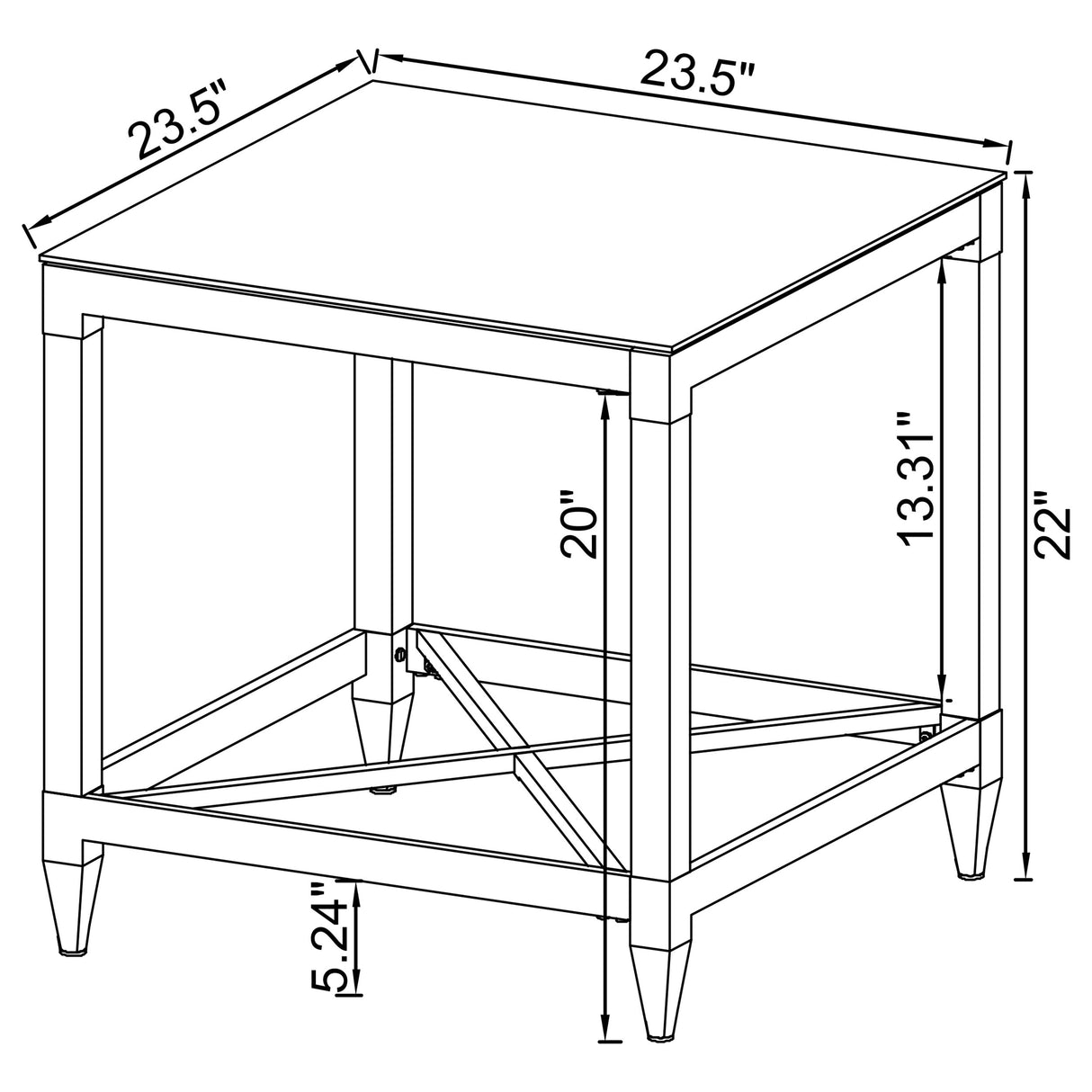 Lindley Square Mirrored End Table with Chrome Frame
