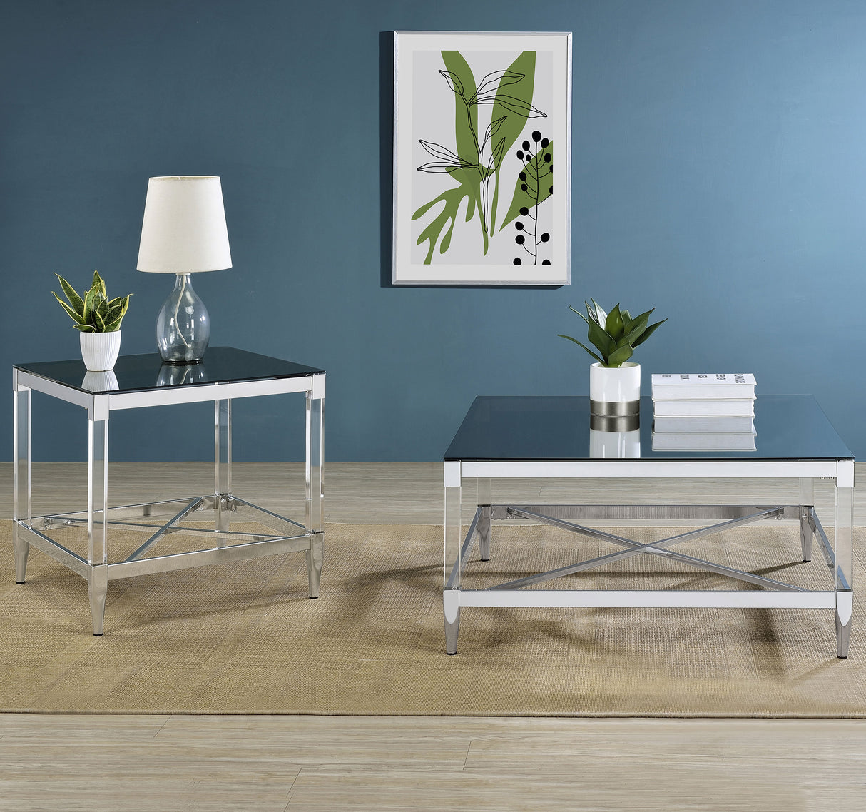 Lindley Square Mirrored End Table with Chrome Frame