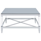 Lindley Square Tempered Mirror Coffee Table Chrome