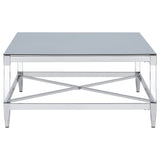 Lindley Square Tempered Mirror Coffee Table Chrome
