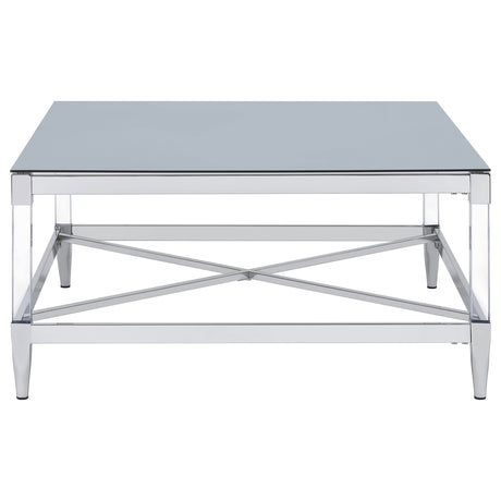 Lindley Square Tempered Mirror Coffee Table Chrome