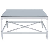 Lindley Square Tempered Mirror Coffee Table Chrome
