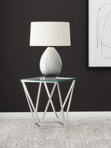 Brittania Square Glass Top Geometric End Table