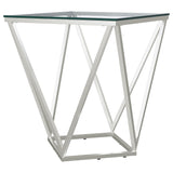Brittania Square Glass Top Geometric End Table