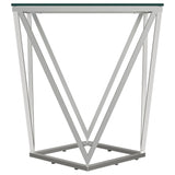 Brittania Square Glass Top Geometric End Table