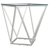 Brittania Square Glass Top Geometric End Table