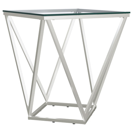Brittania Square Glass Top Geometric End Table