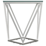 Brittania Square Glass Top Geometric End Table