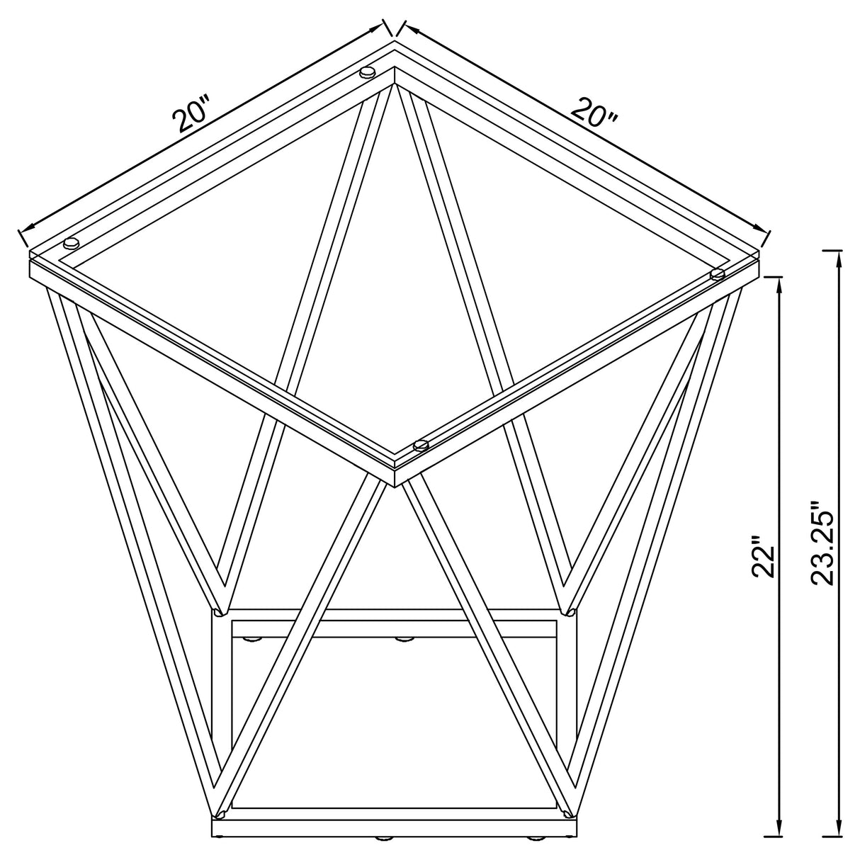 Brittania Square Glass Top Geometric End Table