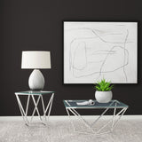 Brittania Square Glass Top Geometric End Table