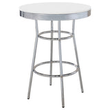 Midge - 3 Piece Round 1950S Bistro Pub Bar Table Set With Upholstery - White
