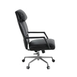 Dart Vintage Black Top Grain Leather & Iron Swivel Office Chair