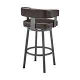 Lorin - 26" Counter Height Swivel Bar Stool - Java - Brown Finish And Faux Leather