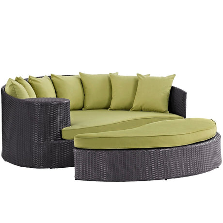 71" Espresso Wicker Outdoor Patio Daybed in Peridot - Outdoor - Alpine Outlets