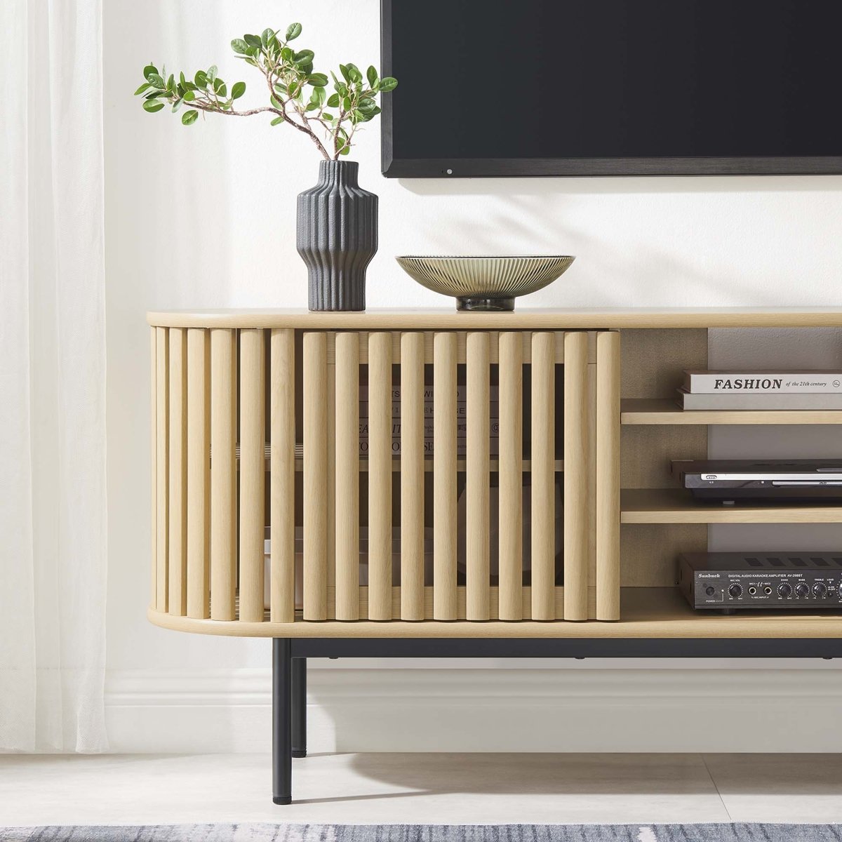71 Inch Contemporary Oval TV Stand - TV Stands available at Alpine Outlets in Denver