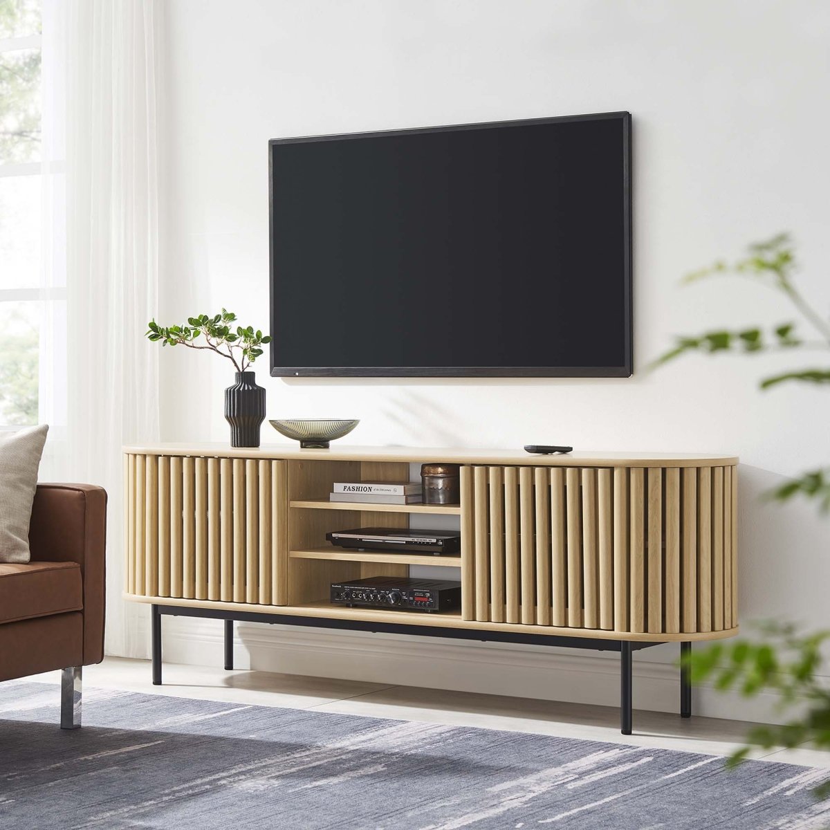 71 Inch Contemporary Oval TV Stand - TV Stands available at Alpine Outlets in Denver