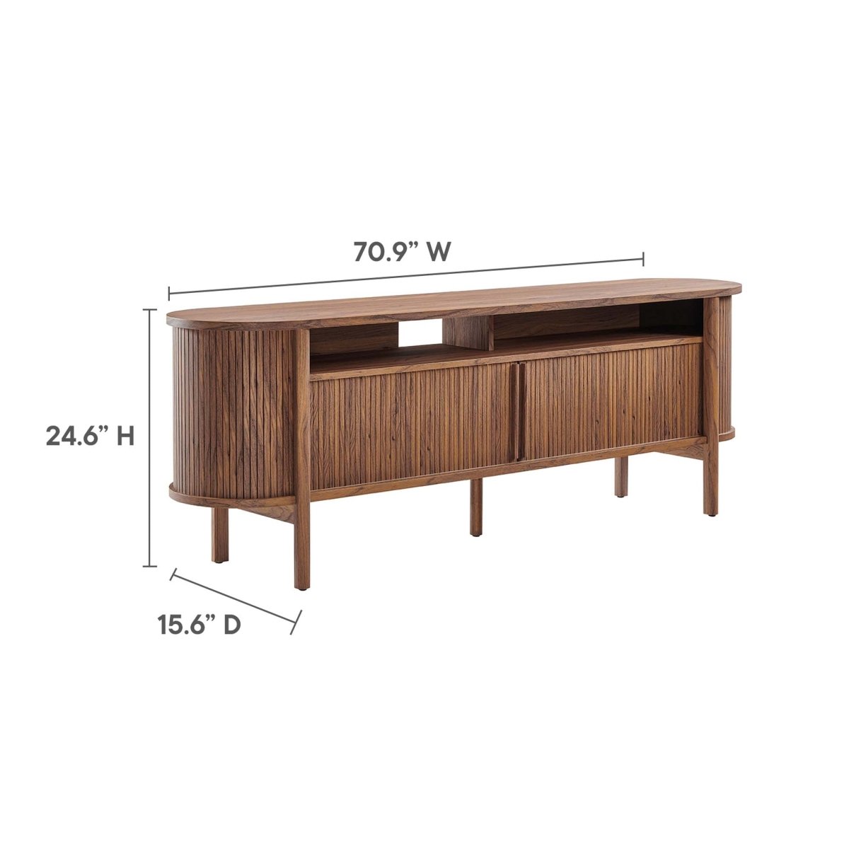 71 Inch Mid - Century Curved Fluted TV Stand - TV Stands available at Alpine Outlets in Denver