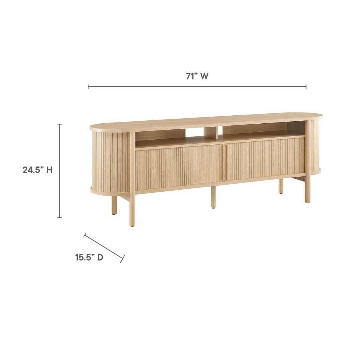 71 Inch Mid - Century Curved Fluted TV Stand - TV Stands available at Alpine Outlets in Denver