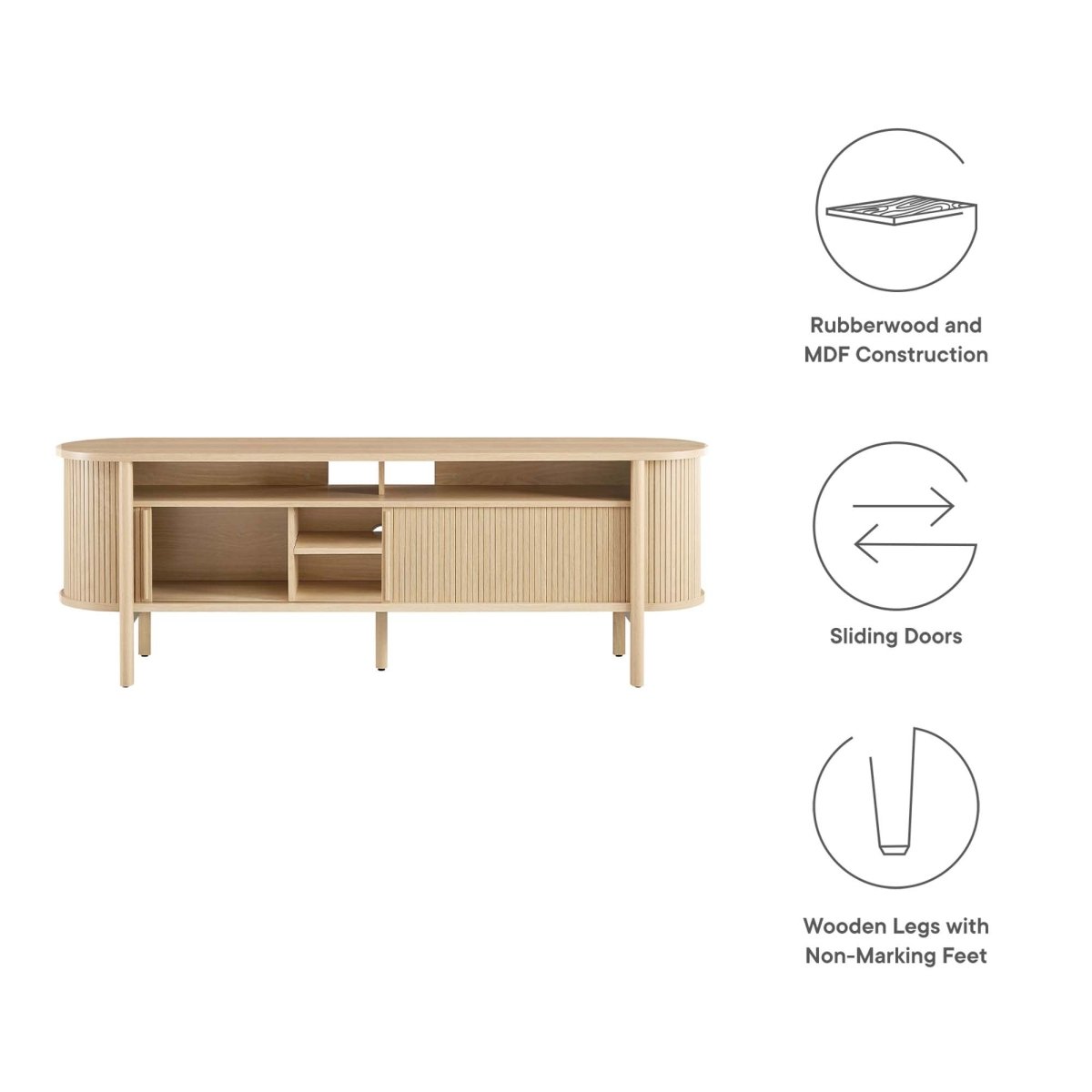 71 Inch Mid - Century Curved Fluted TV Stand - TV Stands available at Alpine Outlets in Denver