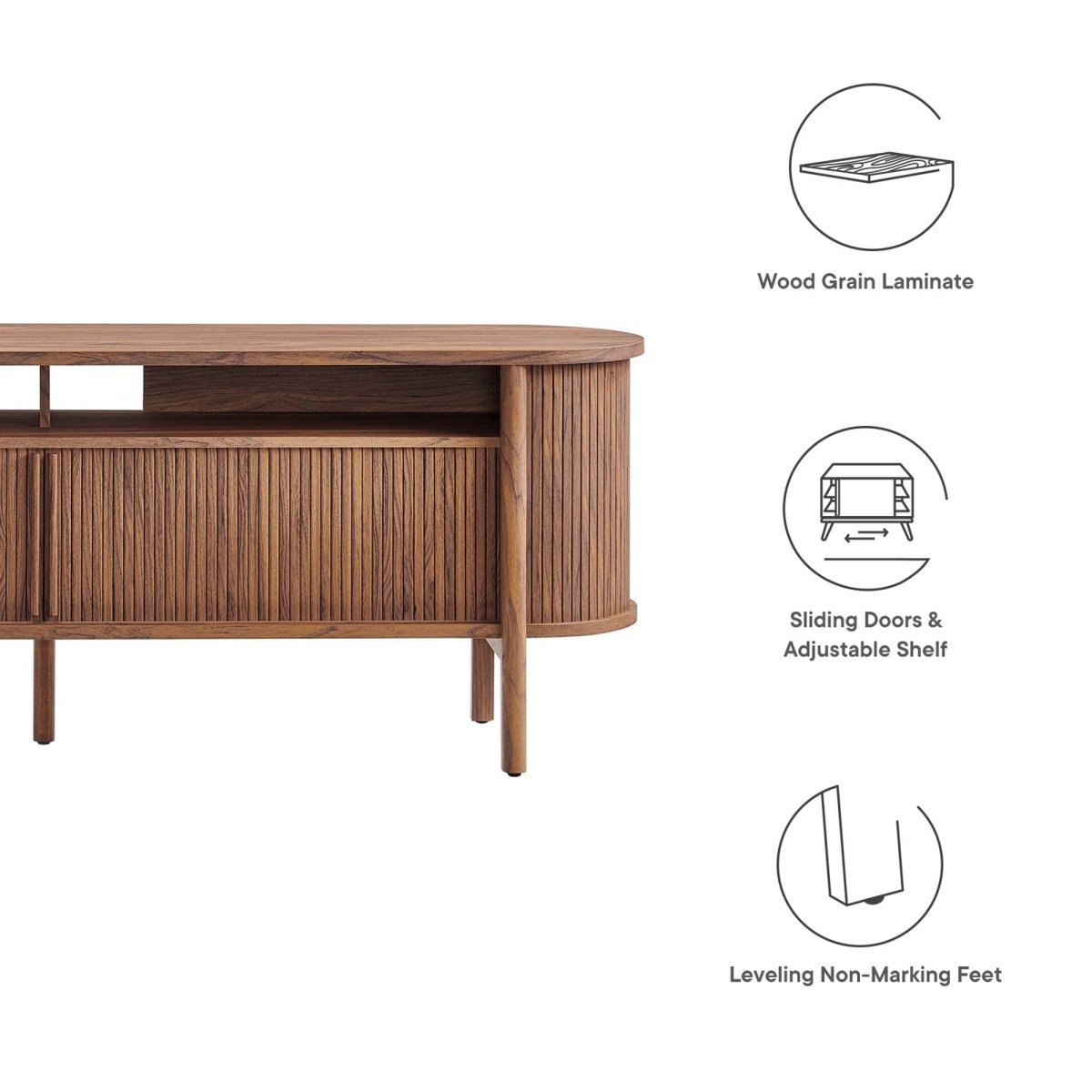 71 Inch Mid - Century Curved Fluted TV Stand - TV Stands available at Alpine Outlets in Denver