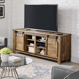 71 Inch Rustic Sliding Door TV Stand in Walnut - TV Stands available at Alpine Outlets in Denver