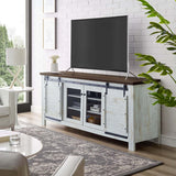71 Inch Rustic Sliding Door TV Stand in White - TV Stands available at Alpine Outlets in Denver