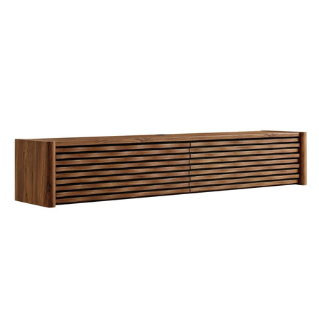 71 Inch Sculpted Wall - Mounted TV Cabinet in Walnut - TV Stands available at Alpine Outlets in Denver