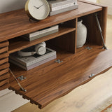71 Inch Sculpted Wall - Mounted TV Cabinet in Walnut - TV Stands available at Alpine Outlets in Denver