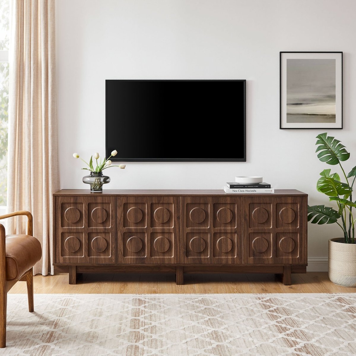 71 Inch Sculptural Grid TV Stand - TV Stands available at Alpine Outlets in Denver