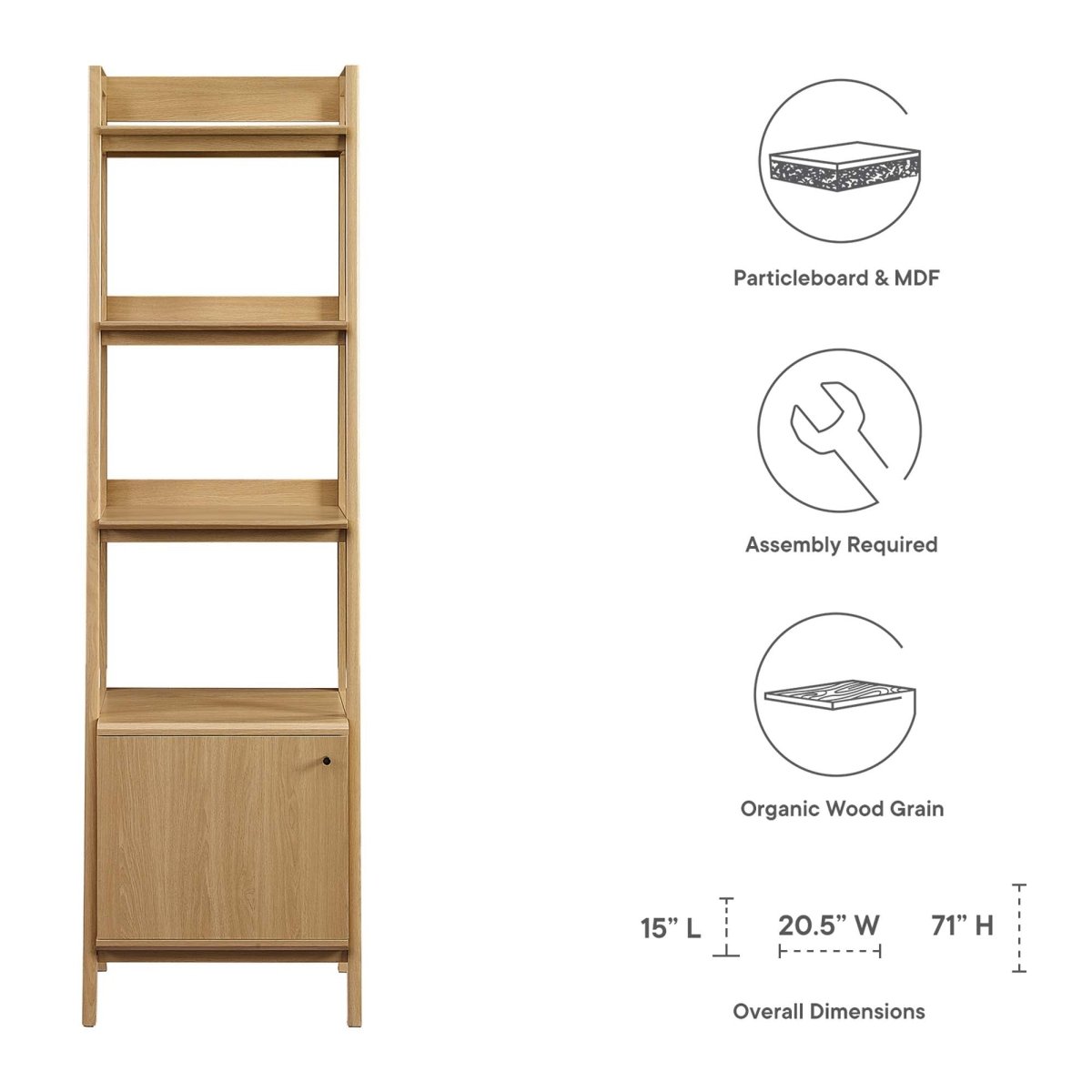 71" Slim Tiered Display Bookshelf with Concealed Storage - Bookcases available at Alpine Outlets in Denver