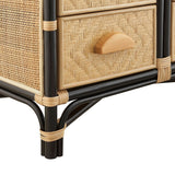 71" Tall Arched Natural Rattan Bookshelf with 6 Storage Drawers - Bookcases available at Alpine Outlets in Denver