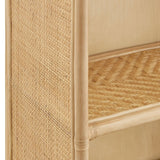 71" Tall Arched Natural Rattan Bookshelf with 6 Storage Drawers - Bookcases available at Alpine Outlets in Denver